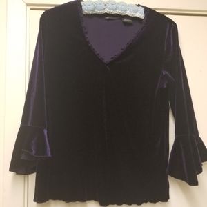 Impressions purple velvet-like top